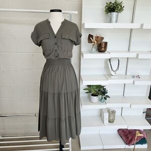 Tiered Utility Midaxi Dress